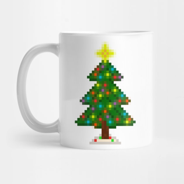 Pixel Christmas Tree with Glowing Lights (White) by gkillerb